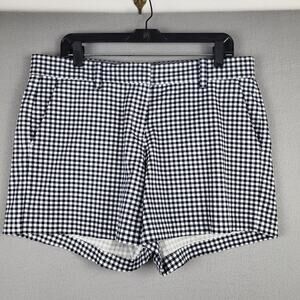 Nautica Size 12 Gingham Plaid Shorts Navy Blue White Checkered Nautical Preppy